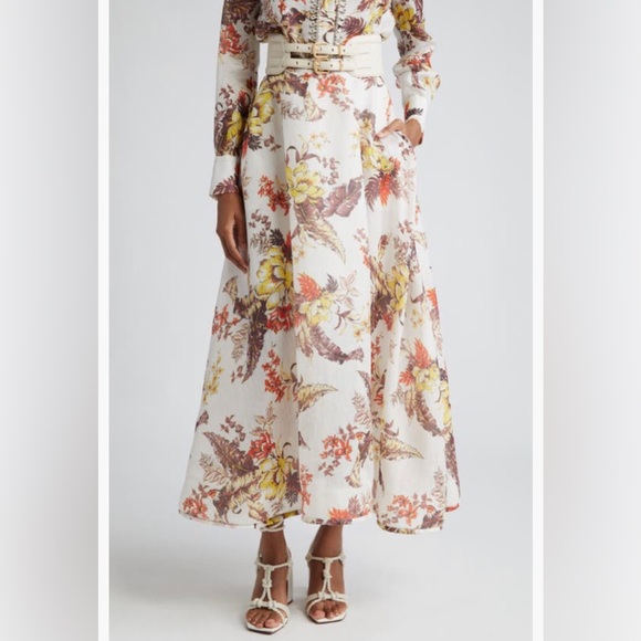 NWT $1150 Zimmermann Matchmaker Floral Print Linen & Silk Maxi Skirt 0P (2P US)! - Picture 3 of 8